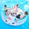 Producción de isla flotante inflable de agua para varias personas, pontón redondo inflable para agua, isla flotante redonda para tres personas, tapete flotante inflable