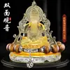 Nuevo Adorno de Coche con Vidrio para Consola Central Guanyin Interior del Coche Escritorio Frontal Perfume Bodhisattva Guanyin de Doble Cara Decoración de Instalación Segura