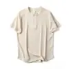 ¡Tejido de gofre de peso pesado! ¡Henley Retro Americano! Camiseta casual de verano para hombre, holgada, cuello redondo, manga corta