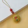 Estilo Pareja Creativo Antiguo Arena Dorada Atrae Fortuna Calabaza Hueca Cinabrio Llavero de Coche Colgante Llavero de Fortuna Colgante