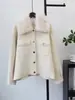 Nuevo cárdigan de punto de lana de doble cara con cuello de pelo desmontable, estilo europeo, para Otoño/Invierno 2026, suéter abrigo casual holgado para mujer