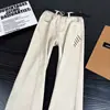 Jeans acampanados bordados de corte inclinado Cleanfit para hombre, pantalones de color liso lavados para otoño, pantalones rectos de estilo de alta calle americano