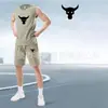 Conjunto de Duas Peças Masculino para Corrida de Secagem Rápida, Regata Sem Mangas, Roupa para Treinamento Físico, Camisa de Basquete, Regata de Verão com Shorts, Em Estoque
