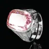 2025 Huabi Joias Fundo de Cobre Banhado a Ouro Diamante de Alto Carbono Flor de Gelo Diamante Quadrado Conjunto de Cobre Anel de Temperamento Retrô Feminino 12*16