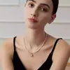 Collar de perlas de agua dulce con diseño de nicho coreano para mujer, colgante de perla barroca cuadrada de forma especial, cadena de clavícula para mujer