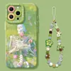 Huesos Marchitos Besan Flores de Primavera Manzana 16Promax Funda para Teléfono Móvil 15 Silicona 13 Verano 12 Verde 14Pro Funda Protectora con Correa