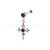 Brinco de Osso de Orelha Vintage Cruz de Liga de Titânio F136 com Zircônia Stud de Rosca Interna de Titânio G23 Joia Brinco de Orelha