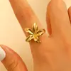 Anillo de Acero Inoxidable de Flor y Hoja para Mujer, Diseño Hueco Exagerado y Único con Rosa, Margarita, Girasol, Anillo para Dedo Índice de Mujer