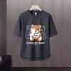 Camiseta de manga corta para hombre, marca de moda de verano, suelta, de cinco puntos, manga, 2024, nueva camiseta con estampado simple de Internet Ins.