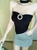Top de Verano Dulce Disparo Real de Uso Rudo sin Tirantes ni Mangas con Almohadillas en el Pecho de Cuello Halter Color Sólido para Mujer