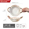 Plato Estilo Japonés, Plato Hondo Retro, Plato Doble Asa Tejido con Cuerda de Cerámica Gruesa, Plato Hondo Creativo, Plato para Ensalada y Fruta para el Hogar, Tazón para Sopa al por Mayor
