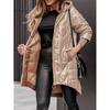 Chaqueta de algodón con capucha y cremallera para mujer, nueva moda de otoño e invierno, holgada, de manga larga, de color sólido, para mujer, estación independiente, 2024