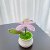 Lirio de maceta terminado de gran venta transfronteriza, Orquídea Marciana, Pequeños adornos, Flores artificiales tejidas a mano, Accesorios para escritorio y coche