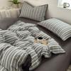 Juego de cama de cuatro piezas con estampado de algodón lavado, triangular, con rayas grises y agujas, de algodón clase A, para madres y bebés, funda de edredón y ropa de cama