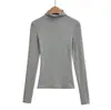 Xmy2552-25 Nuevo Estilo Otoñal Estilo Europeo y Americano Otoño e Invierno Cálido Forro Polar Ajustado Cuello Alto Medio Camiseta Básica Camiseta