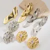 Brincos Pendentes Longos Geométricos de Disco Metálico com Diamantes Populares Transfronteiriços Estilo Minimalista Versátil Tendência