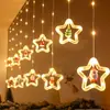 Luzes de cortina de decoração de Natal Luzes de estrela de árvore de Natal Luzes de cortina de Natal Pingente LED Luzes de corda de couro