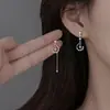 Aretes Asimétricos de Estrella y Luna con Diamantes Brillantes para Mujer, Diseño de Nicho de Lujo Ligero, Aretes de Moda Estilo Ins
