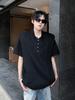 Camiseta de Manga Corta de Peso Pesado con Diseño Desestructurado para Hombre, Tendencia Estilo Americano Camiseta de Media Manga con Hombro Acolchado para Pareja, Corte Limpio
