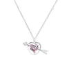 Dulce flecha de Cupido Collar de Amor de Diamante Rosa con una sola línea en Diseño de nicho combinable cadena para la clavícula de lujo ligero