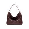 Bolsa Re-Processada Tecida à Mão Feminina B's Grande Capacidade Textura de Couro Macio Ombro Moda Trabalho Tote Crescente