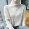 Suéter de Cachemira Listo para Usar de Primera Línea Otoño e Invierno Nuevo para Mujer Cuello de Pila Texturizado Color Sólido Simple Delgado Camiseta de Punto de Lana
