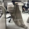 Calças pantalona cáqui com punho para mulheres, estilo fino de verão, calças casuais de cintura alta para baixinhas, com um design estiloso e descontraído