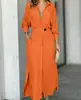 Vestido Azul Feminino Transfronteiriço Europeu e Americano da Amazon com Temperamento Elegante Vestido de Mangas Compridas para Trabalho na Primavera e Verão