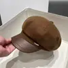 Estilo Coreano Ins Etiqueta Pequena Retrô Britânico Chapéu Octogonal Feminino Outono Inverno Celebridade da Internet Casual Versátil Moda Boina Tendência