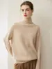 Suéter casual de cachemira de cuello alto para mujer con mangas raglán, 100% cachemira pura, grueso, jersey, tejido de punto holgado