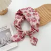 Bufanda Cuadrada Pequeña de Algodón Puro 70cm Transpirable Fresca Suave Artística Decorativa Bufanda de Seda Pequeña Primavera y Verano Versátil Bufanda Floral Mujer