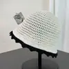 Chapéu de Pescador Vazado com Renda, Novo para Primavera/Verão 2026, para Mulheres, Chapéu Bucket de Tricô com Proteção Solar