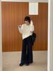 GAGD Jeans Recortados Adelgazantes de Pierna Ancha y Cintura Alta Estilo Francés Retro para Mujer Otoño e Invierno Tencel Sumergido