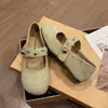 Zapatos retro estilo francés Mary Jane de ante para mujer, colección otoño 2026, zapatos planos populares cómodos de llevar, con diseño de una sola tira, perfectos para ropa de noche