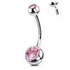 Anillo para ombligo de titanio G23 con rosca interna, doble cabeza con incrustación de paquete de diamantes y piedra blanca, joyería para piercing corporal F136 de aleación de titanio con diente interno, lote