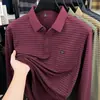 Camisa polo de rayas de manga larga para hombre, adecuada para primavera y otoño, con cuello camisero, corte casual y holgado, diseñada para hombres de mediana edad, un nuevo estilo para la ropa de hombre