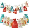Bolsas de Yute con Cordón de Navidad 2026 Transfronterizas Bolsas Colgantes para Calendario de Adviento Set de Bolsas de Regalo de Navidad