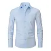 Camisa masculina de quatro vias elásticas, cor sólida, sem rugas, tamanho grande, camisa social anti-rugas, mais vendida na Amazon na Europa e América