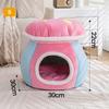 Nido para Gato de Hongo Invierno Engrosado Cálido Conejo Felpa Removible y Lavable Nido para Mascota Nido Redondo Tamaño Pequeño Suministros de Perrera para Perros