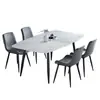 Conjunto moderno minimalista de mesa de jantar e cadeiras em rocha sinterizada, adequado para apartamentos pequenos, mesa de jantar retangular, mesa de jantar de luxo leve, conjunto completo de móveis
