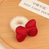 Bonito Dos Desenhos Animados Outono e Inverno Mao Tridimensional Arco Orelha Cabelo Corda Anel de Cabelo de Pelúcia Ano Novo Vermelho Headwear Das Crianças Mulheres
