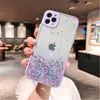 Celebridade da Internet Capa de Celular iPhone 13 Glitter Drop Cor Transparente Borda iPhone 12 Capa de Celular Resistente a Quedas Gradiente