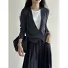 Elegante Suéter de Punto Falso de Dos Piezas con Cuello en V para Mujer, Nuevo Otoño 2026 Estilo Coreano en Capas Top Delgado de Manga Larga