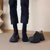 Mocasines Retro de Suela Gruesa Suela Song Gao para Mujer 2026 Otoño/Invierno Nuevo Estilo Estilo Británico Apertura Profunda Slip-on Punta Redonda Zapatos Pequeños de Cuero