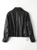 Chaqueta de Piel Genuina HN6116 Estilo Retro Americano con Diseño de Elefante Piel de Oveja Cuello Solapa Ligera Chaqueta Corta de Motociclista para Mujer