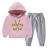Conjunto de Suéter con Capucha para Niños Otoño e Invierno 2023 Estilo Occidental Nuevo para Niños Medianos y Grandes Ropa de Invierno Gruesa y Cálida con Forro de Felpa