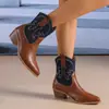 Botas Martin Estilo Étnico Retro Botines Bordados 2026 Nuevo Estilo Otoño/Invierno Botas sin Cordones Moda Transfronteriza Comercio Exterior Botas Vaqueras