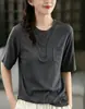 2026 Nuevo Producto de Principios de Otoño Estilo Coreano Camiseta Holgada de Cuello Redondo de Manga Media para Mujer Color Sólido Holgada Cuello Semiabierto Camisa Base MHMHT