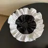 Goma para el pelo de malla con lunares estilo francés, tela de doble capa, fruncida con encaje, nuevo y elegante accesorio para el cabello
