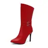 48 Botas desejo Botas de Tamanho Grande Salto Fino Bico Fino Sexy Botas de Cano Curto para Palco 40 Comércio Exterior Novas Botas de Cavaleiro Salto Super Alto para Mulheres